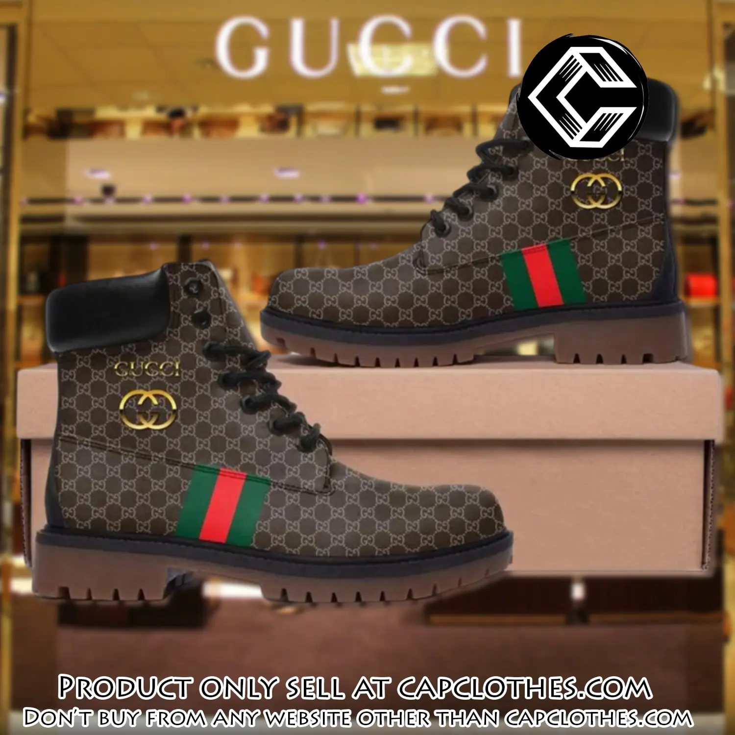 Gucci golden logo brown luxury brand boots premium gifts for men women cc4451527